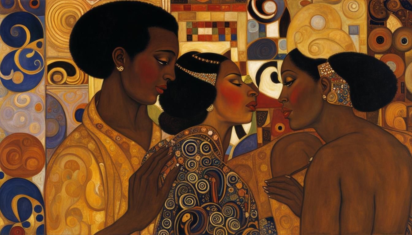Harlem Renaissance Love in Klimt Style