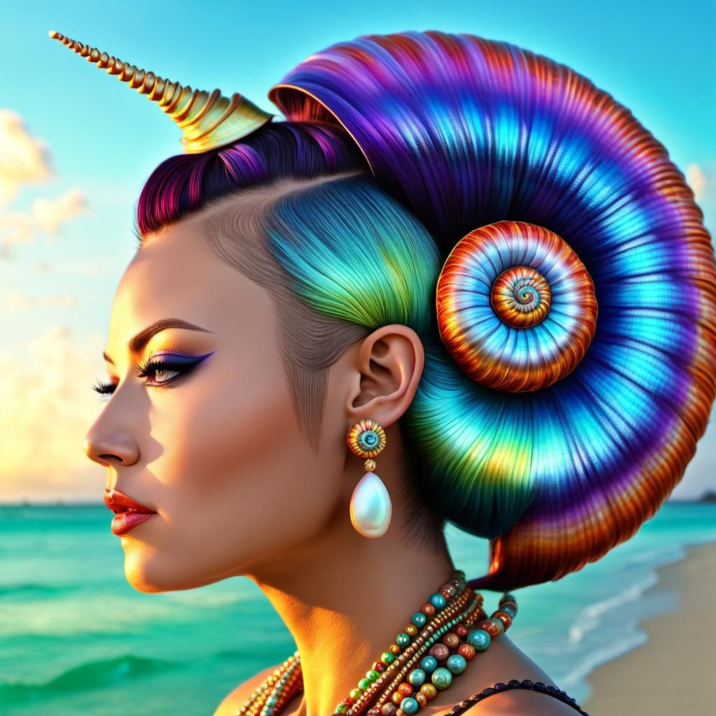 Psychedelic Amazonian Hairstyle in Millefiori Art
