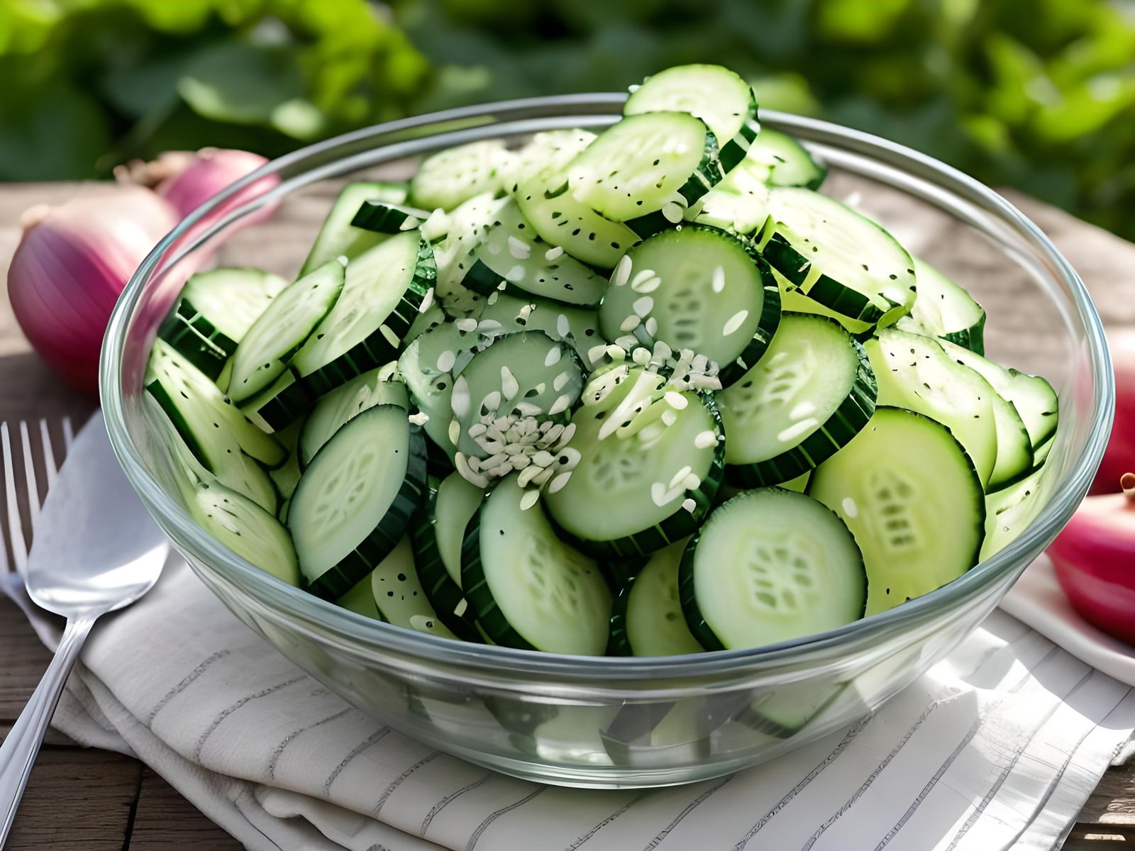 Pickled Cucumbers with Red Onions in Macro Photography