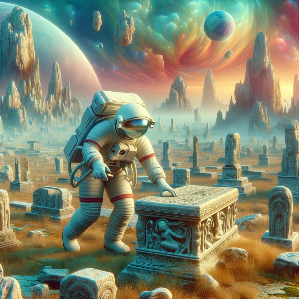 Surrealist Astronaut Discovers Ancient Ruins in Bizarre Land...