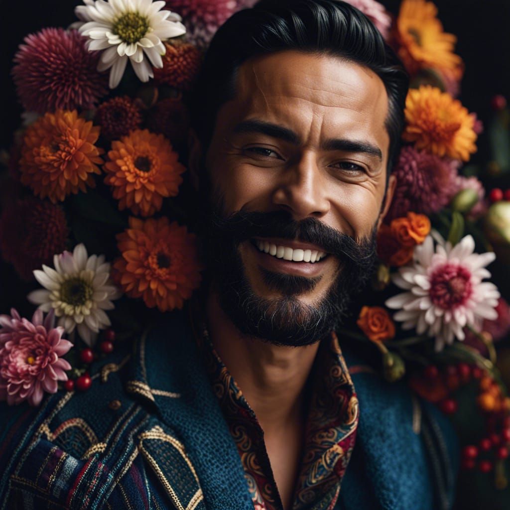 Happy Mexican Man Portrait with Expressive Eyes