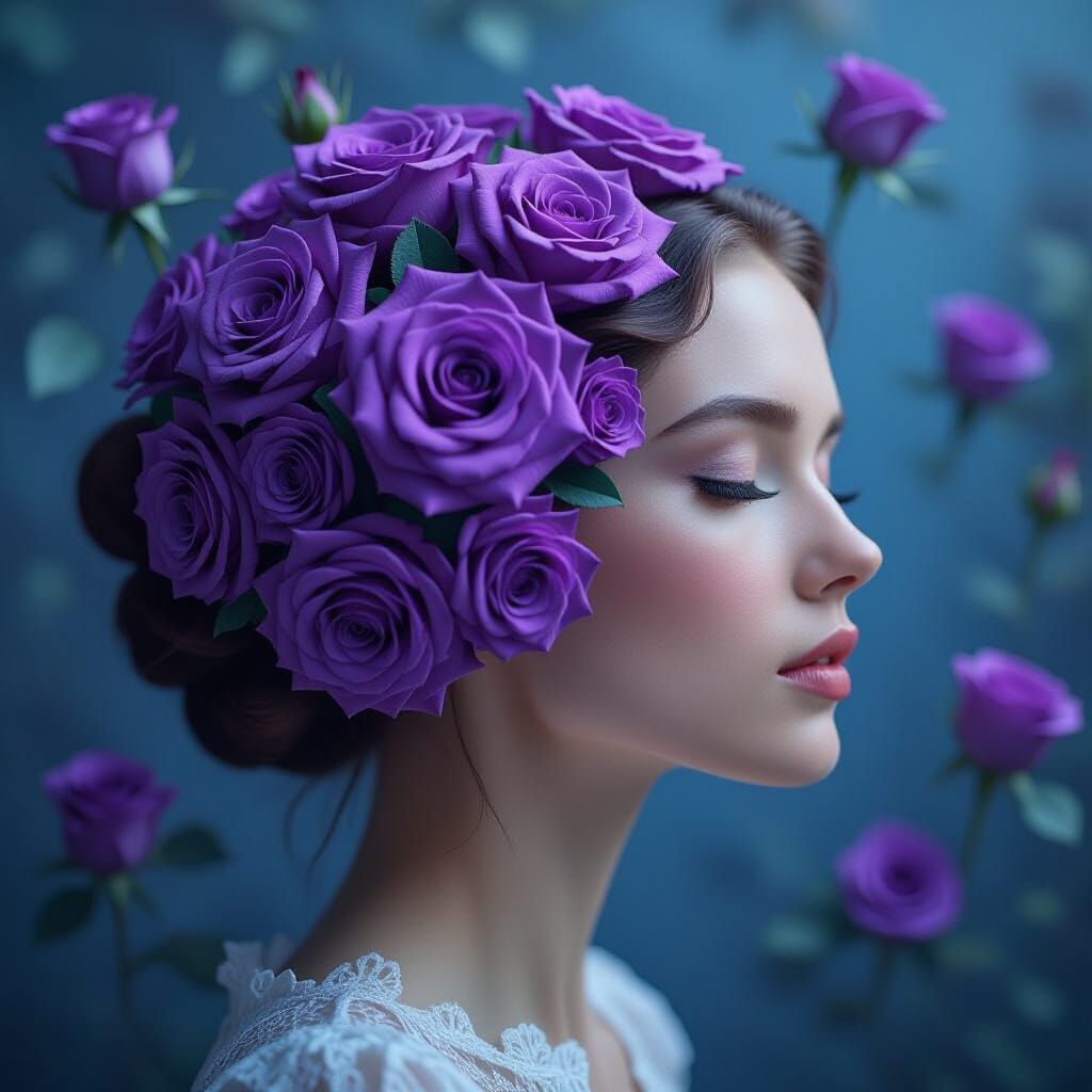 Surreal Rose-Filled Head in Ash Thorp Style