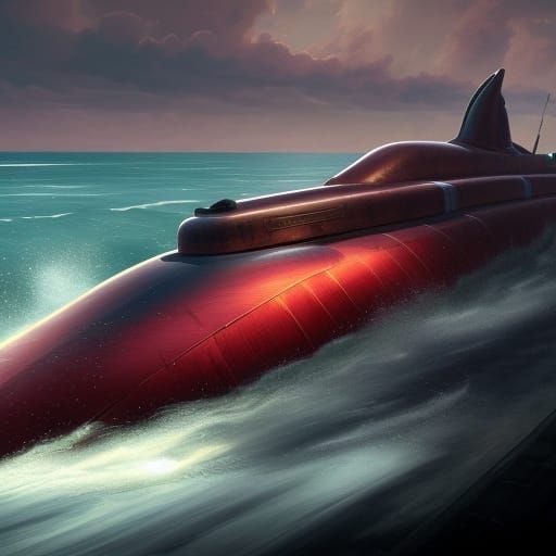 Hot Rod Submarine Drag Race in Dark Fantasy Style