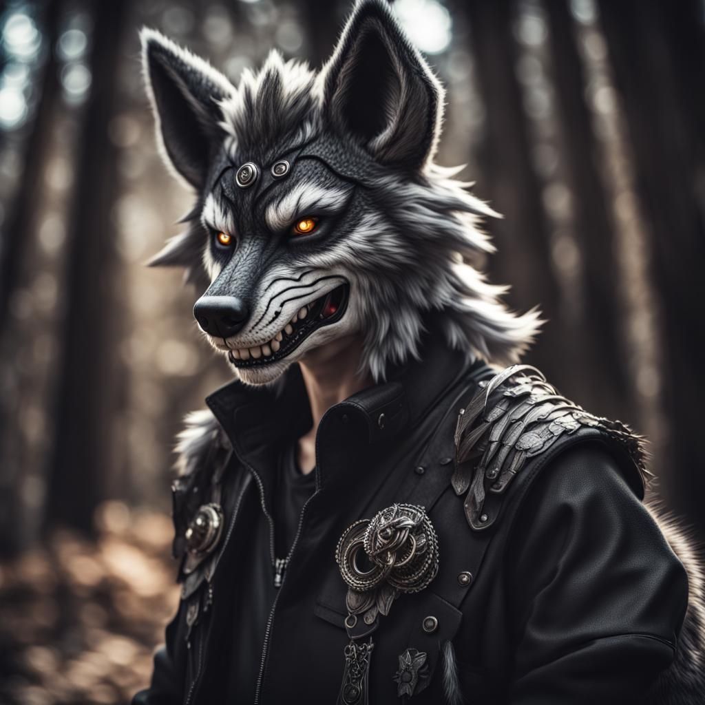 Hyperrealistic Demon Boy in Wolf Fursuit