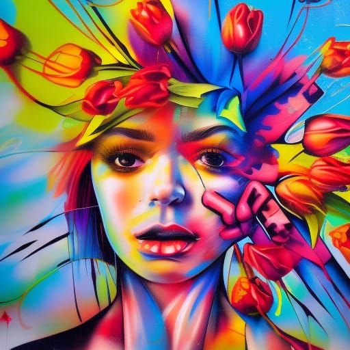 Tulip Person in Graffiti Splash Art