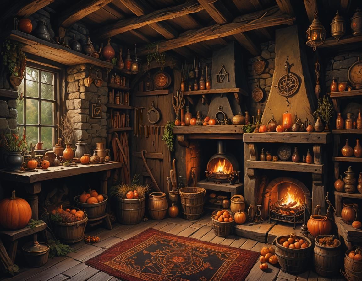 Medieval Witch's Cottage in the Woods