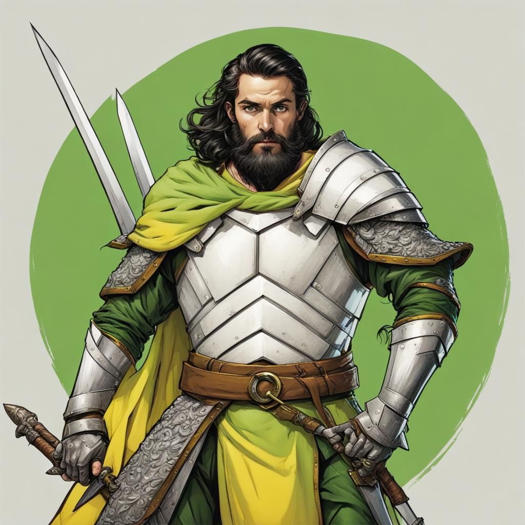 Armored Swordsman Superhero Landing