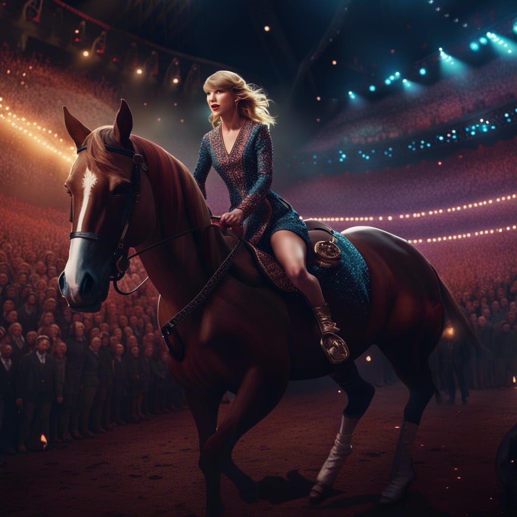 Taylor Swift on Horseback: Detailed Matte Painting
