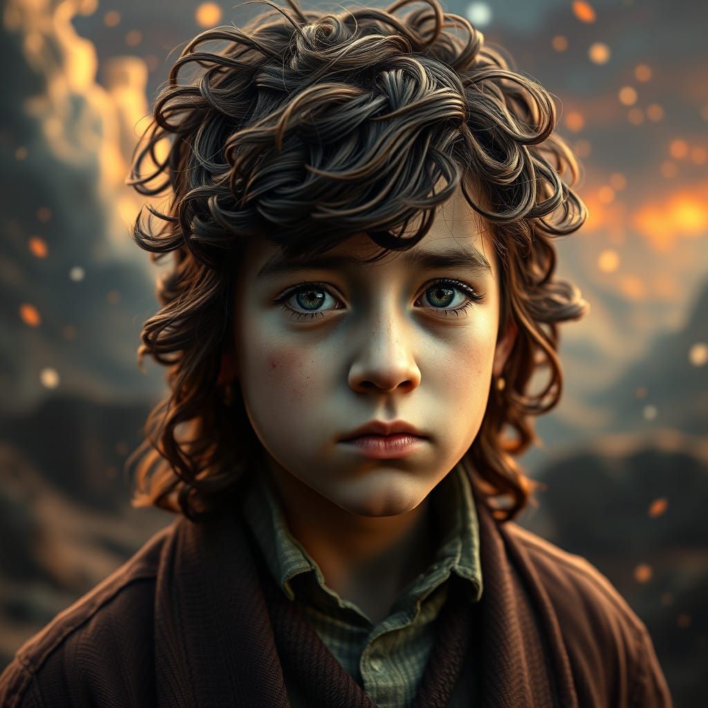 Serene Hasidic Youth in Whimsical Dreamlike Setting