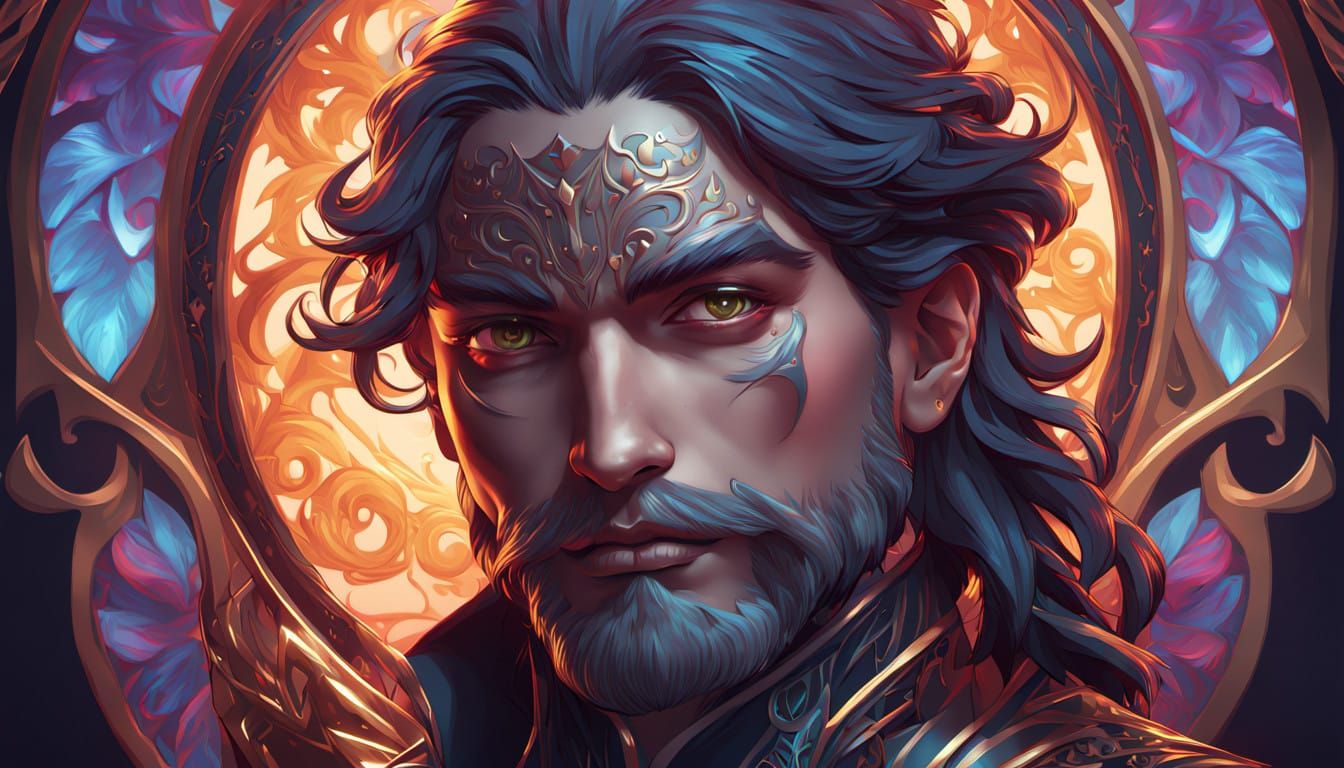 Elegant Art Nouveau Portrait of Sir Physco