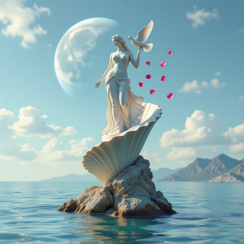 Aphrodite Statue on Tower with Venus