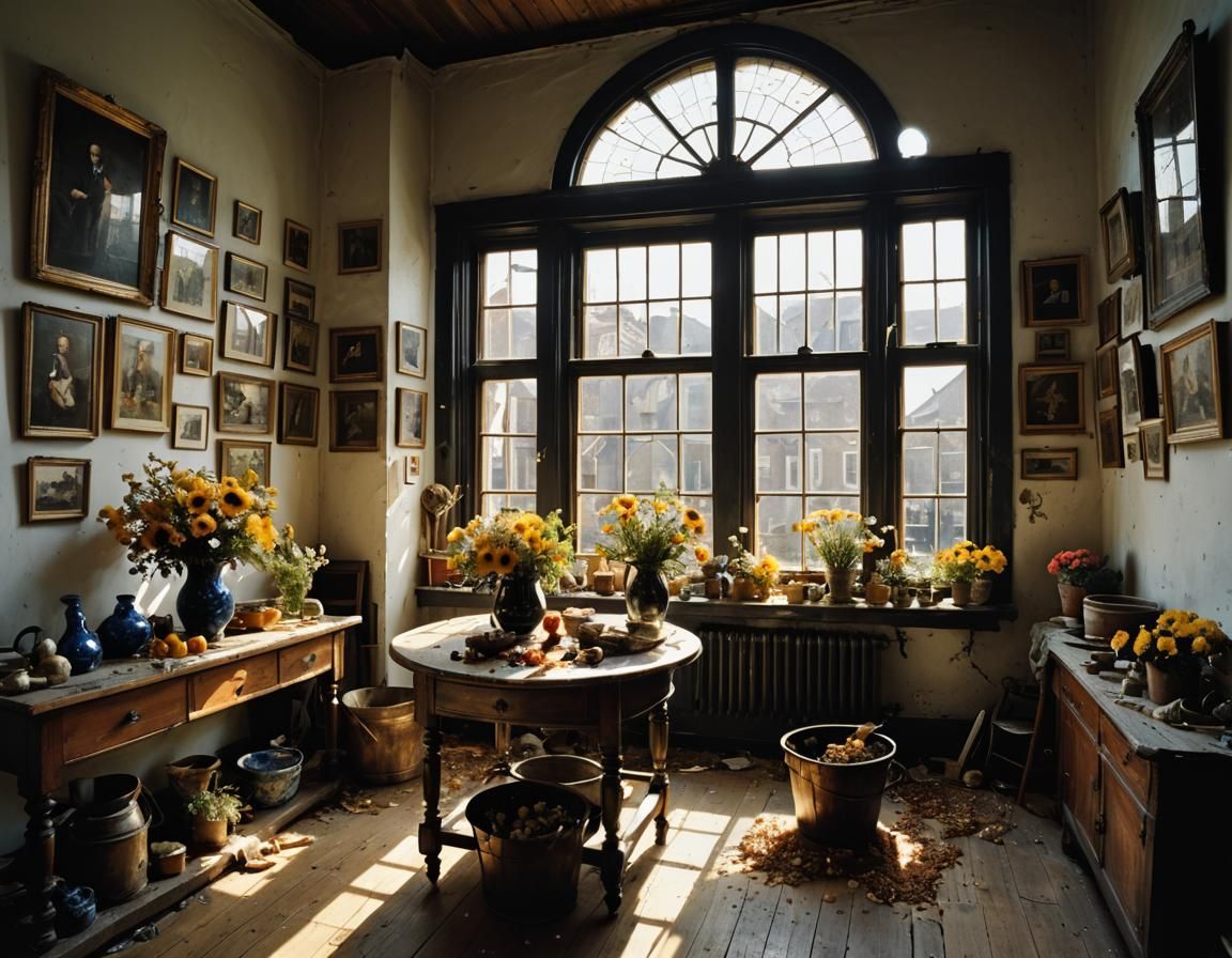 Dried Flowers Still Life in Realist Style