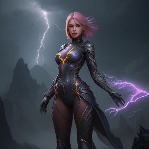 Lightning Woman: Detailed Matte Painting in Fantasy Art Styl...