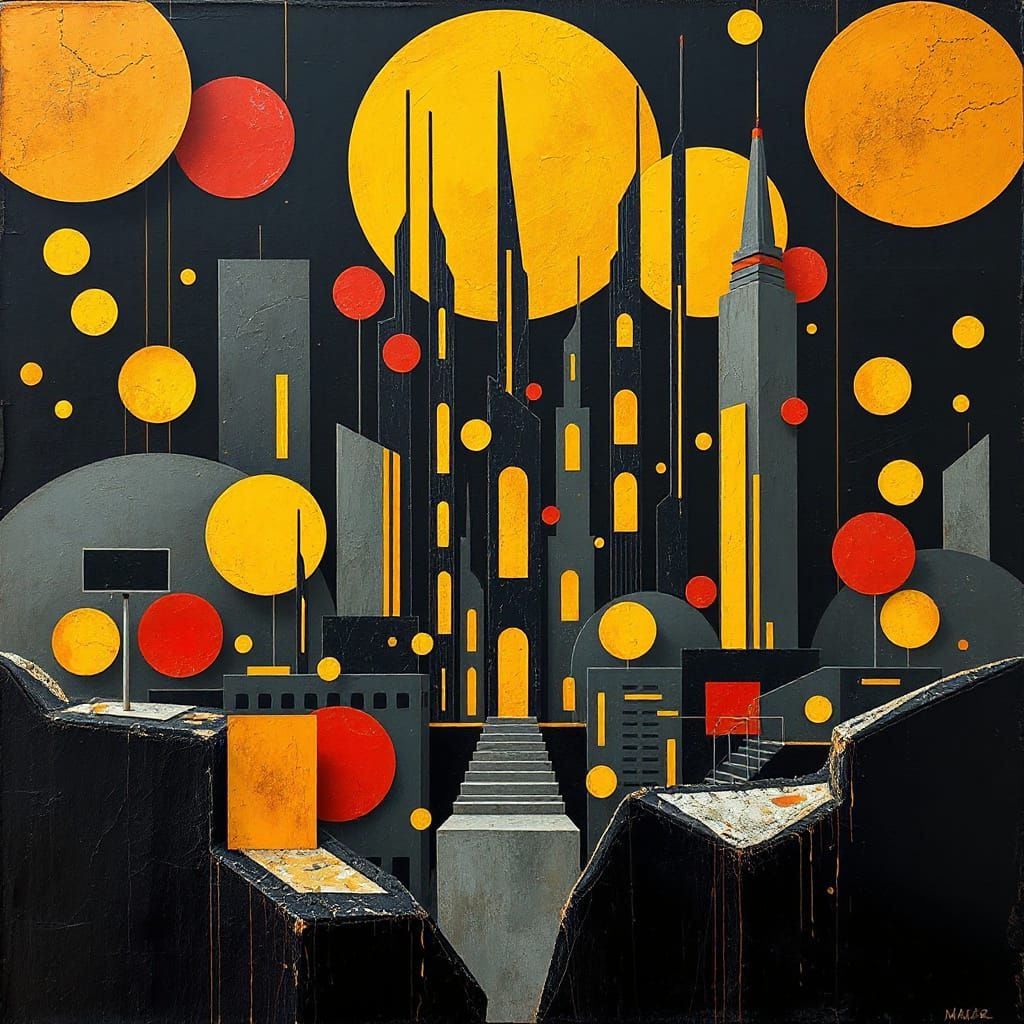 Surreal Futuristic Cityscape in Neon Colors