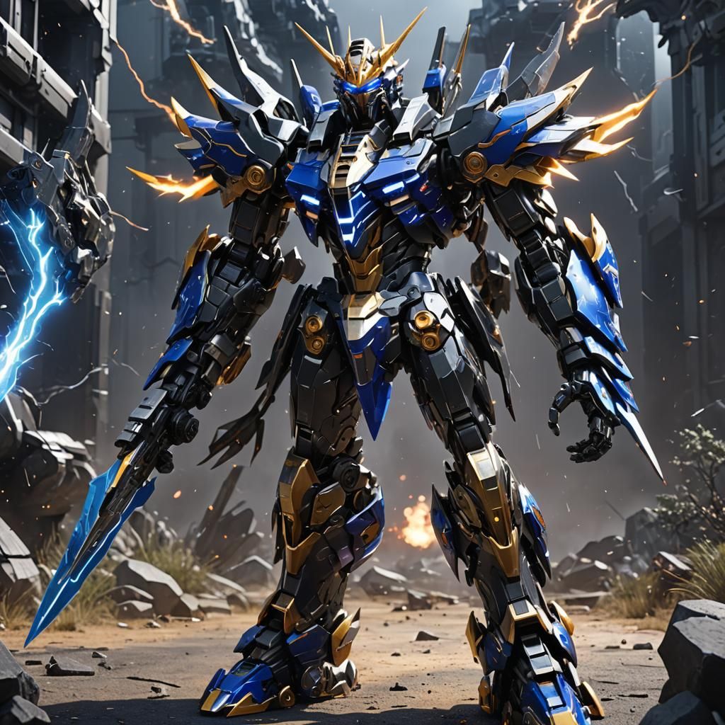 Black Gundam Barbatos with Dragon Armor and Lightning