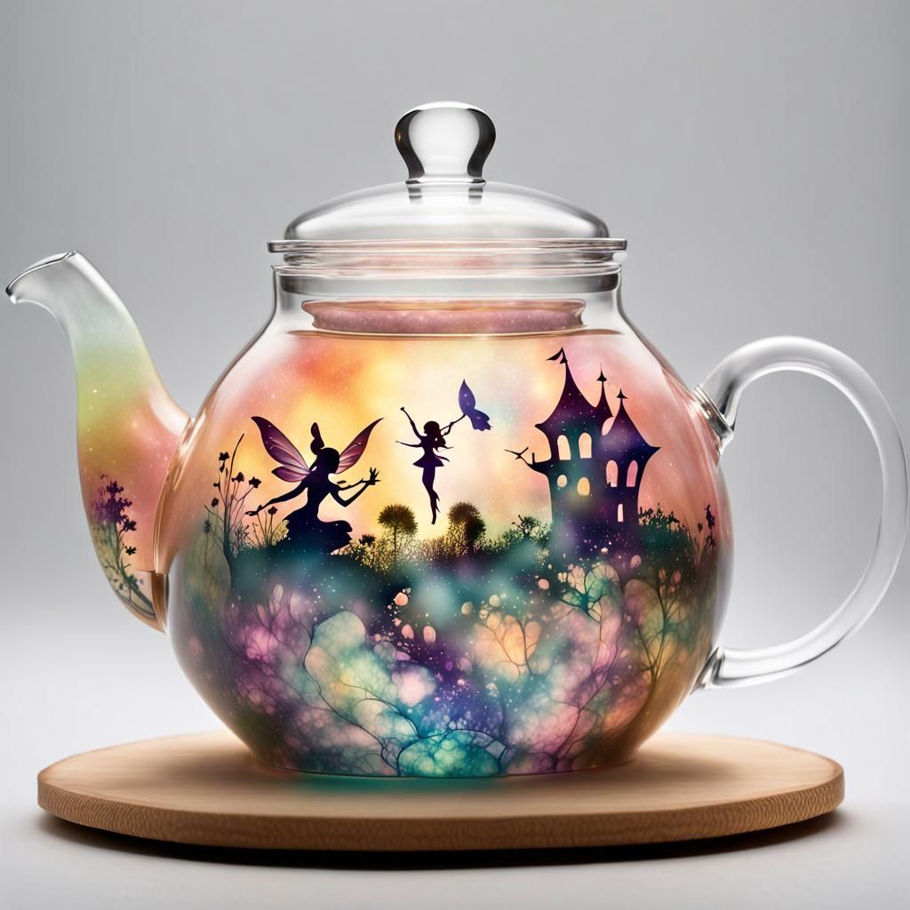 Fairy Land Tea Set Double Exposure Artwork