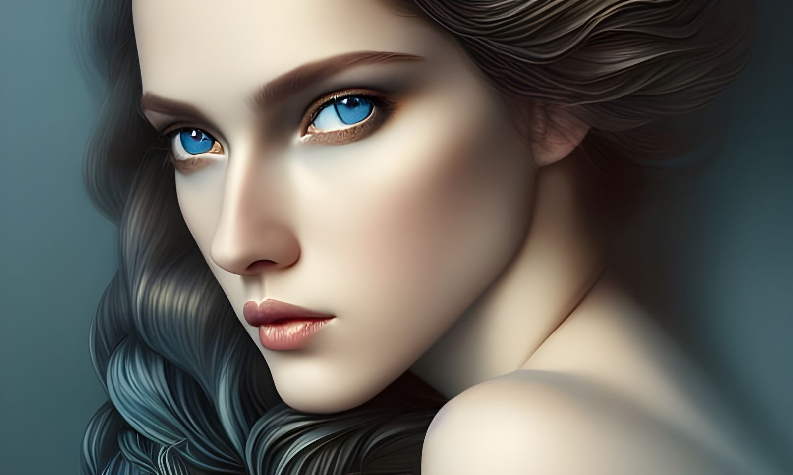 Brunette Goddess Portrait in Photorealistic Style