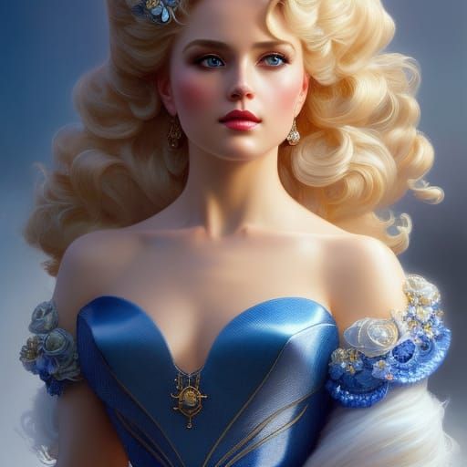 Elegant Cinderella Portrait in Art Nouveau Style