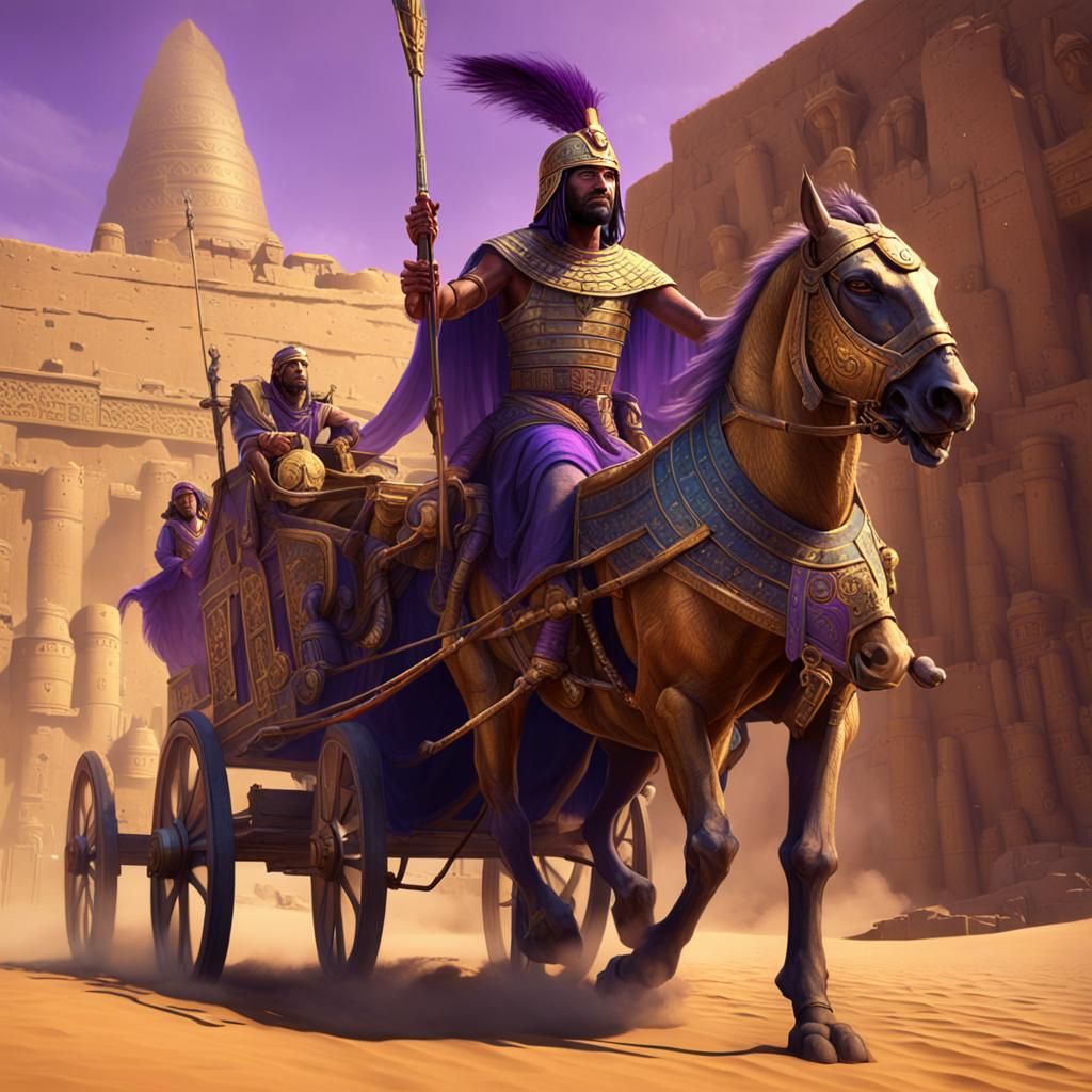 Egyptian Soldier in Chariot: Dark Fantasy Art