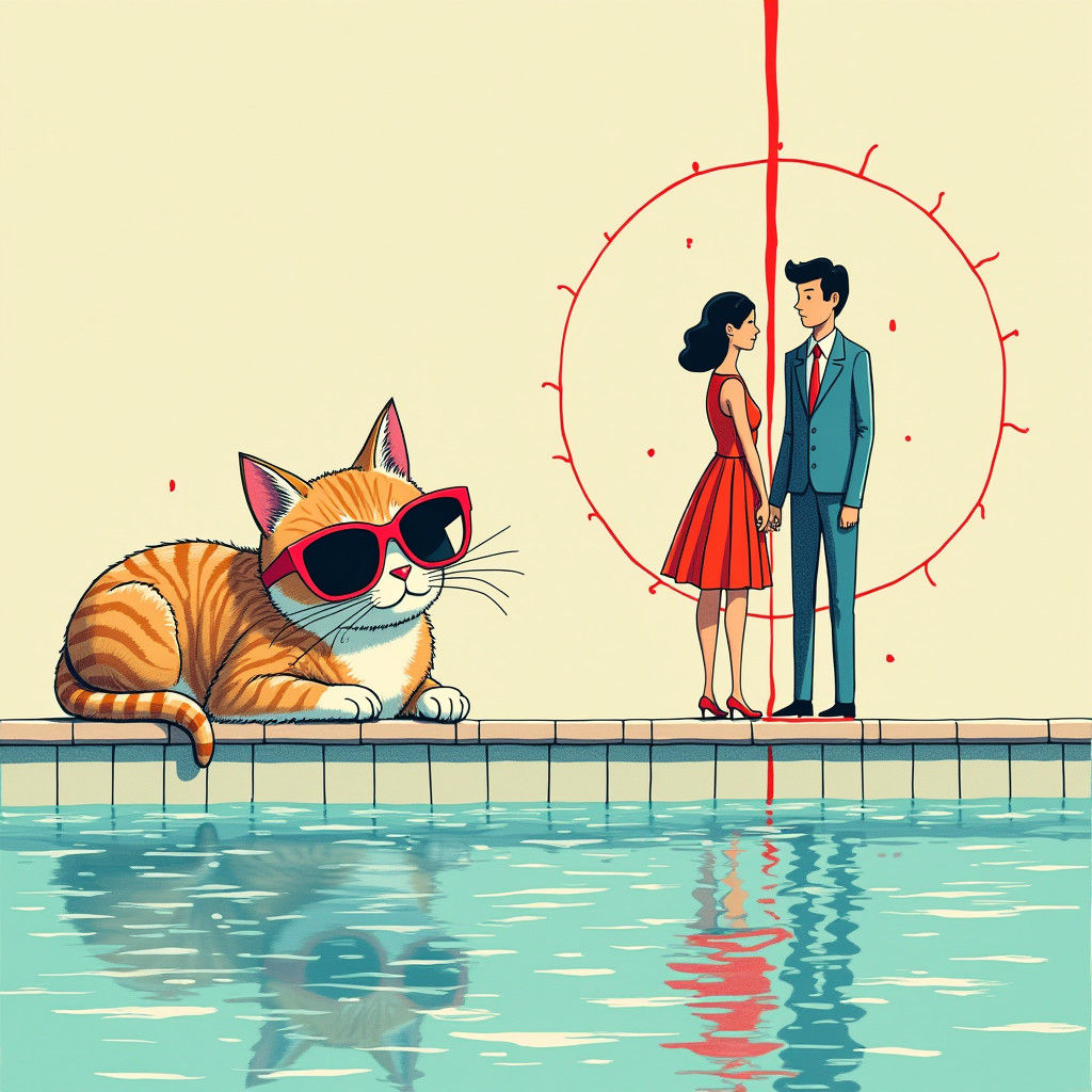 Cat in Sunglasses Reflects on Codependency