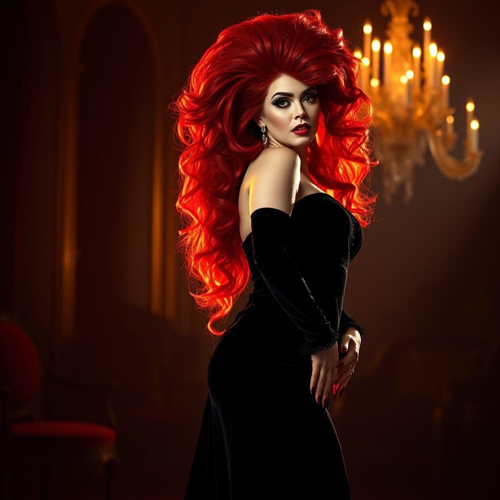 Majestic Drag Queen in Sumptuous Velvet Gown