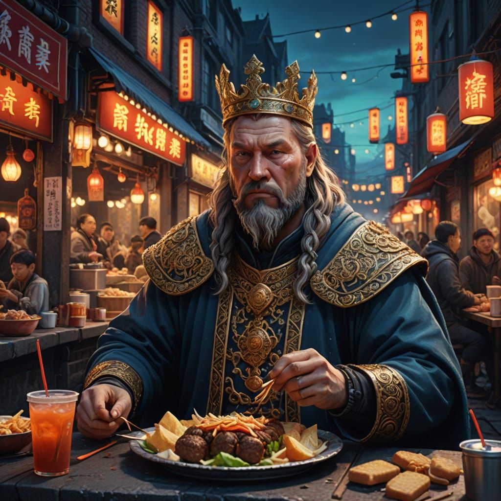 Regal Fusion: Nordic King Savoring Chinese Street Delights U...