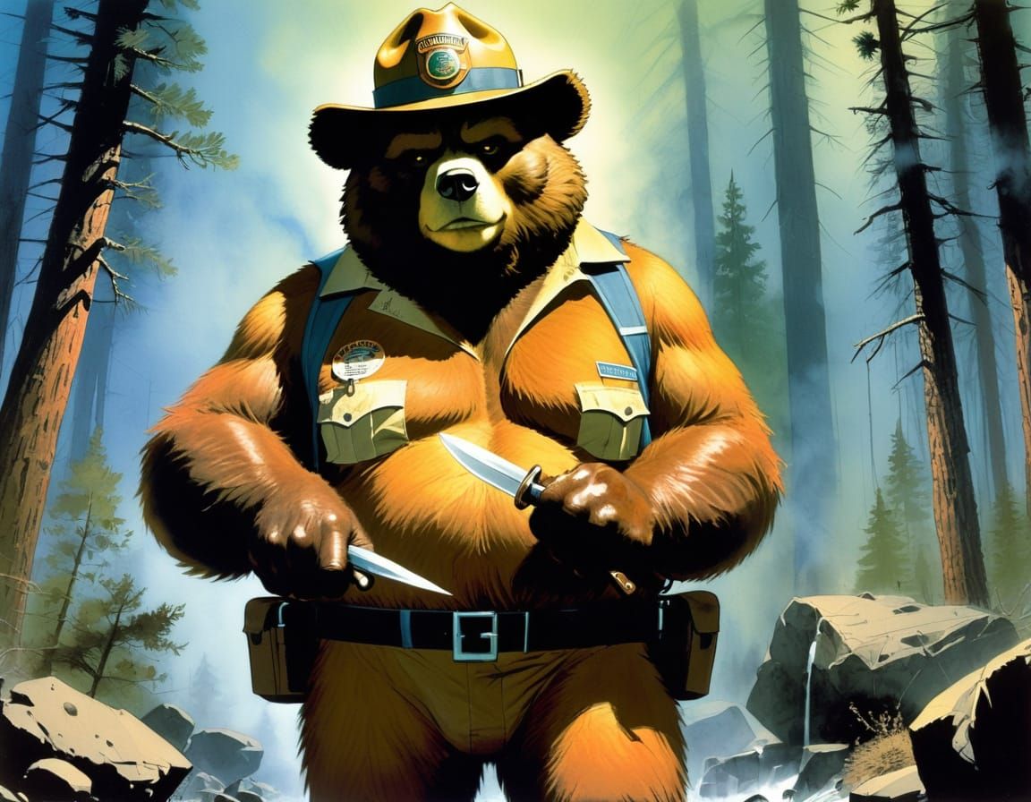 Smokey Bear Surgeon in Comic Book Style