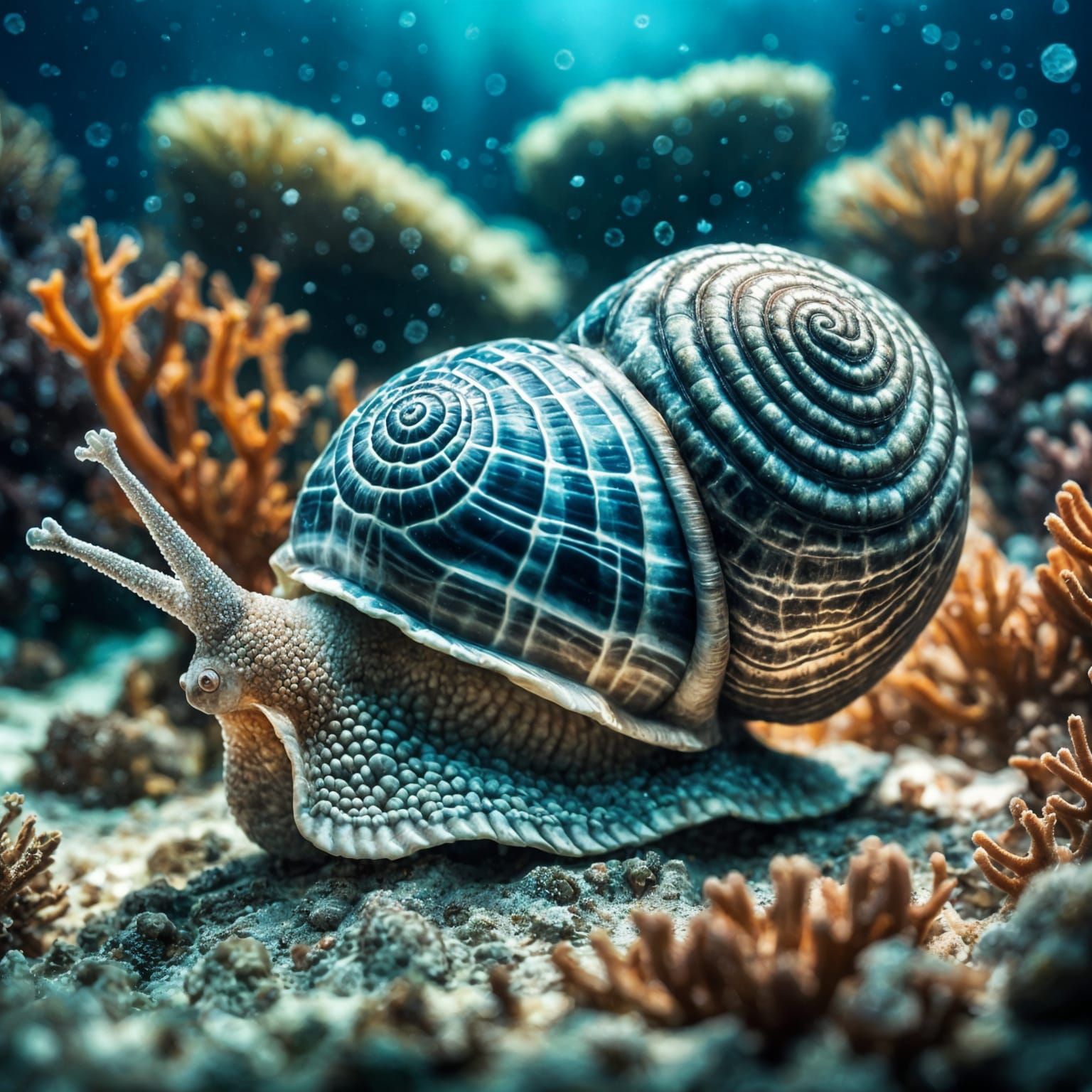 Diamond Snail on Coral Reef with Allah Symbol