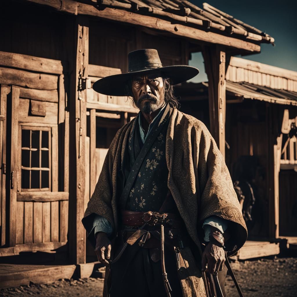 Samurai in Wild West: Cinematic Historical Portrait