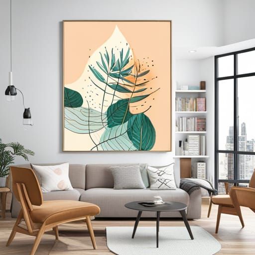 Boho Foliage Line Art Watercolor Design