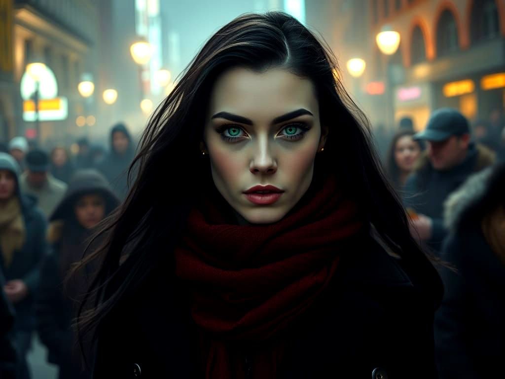 Ethereal City Dancer in Moody, Atmospheric Style