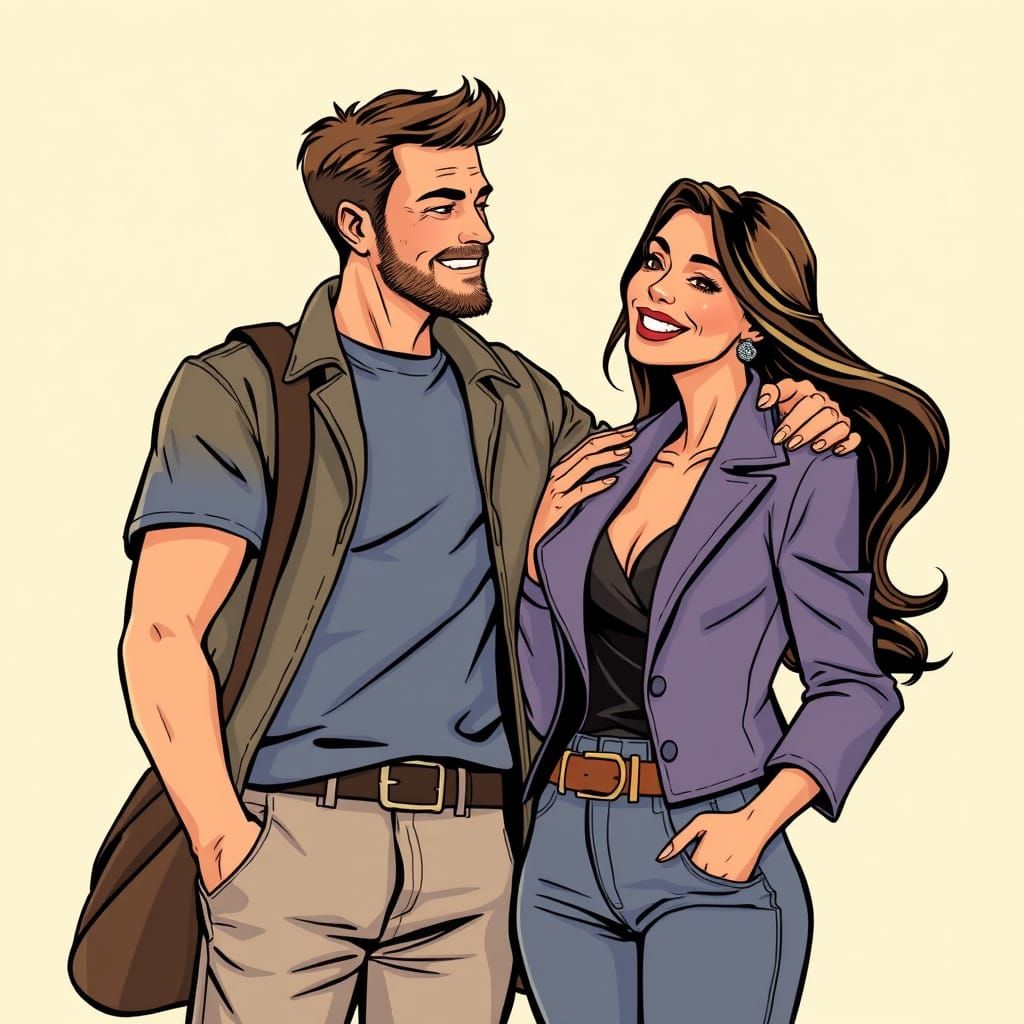 Stylized Comic Book Couple Portrait