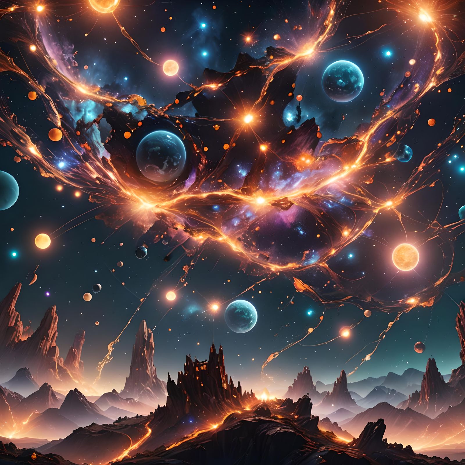 Warm Universe Lights in Detailed Matte Painting