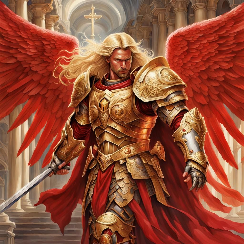 Saintly Figure with Angel Wings in Watercolor Style