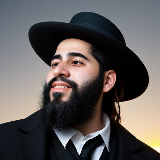 Ultra-Orthodox Jewish Man Basks in Sunset Glow