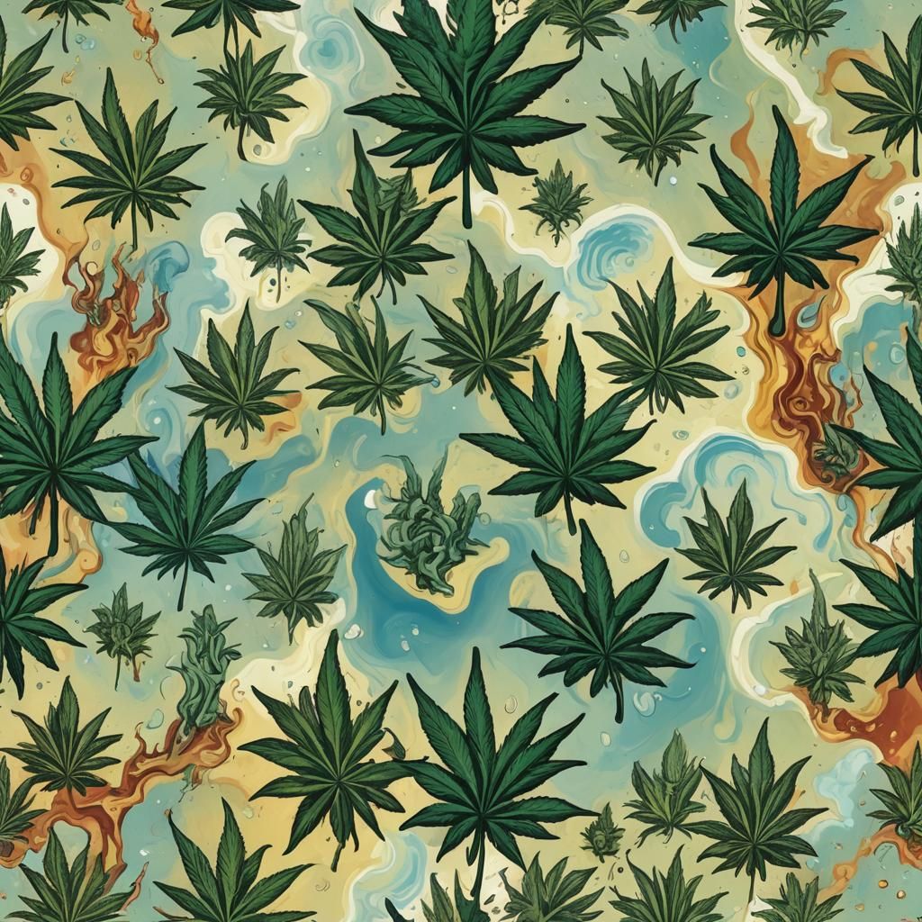 Marijuana Wonder Lands Logo in Surrealist Style