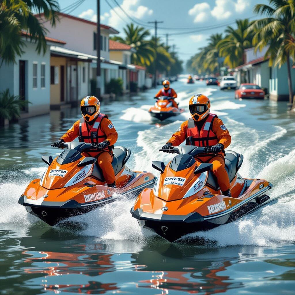 Civil Defense Rescue Operation on Jet Skis