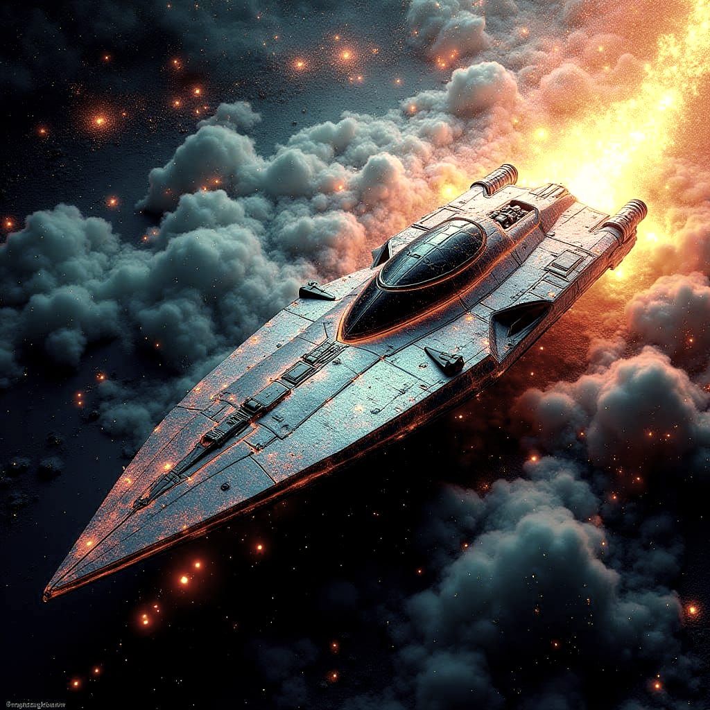 Futuristic Interstellar Vessel with Electric Hull, Digital A...