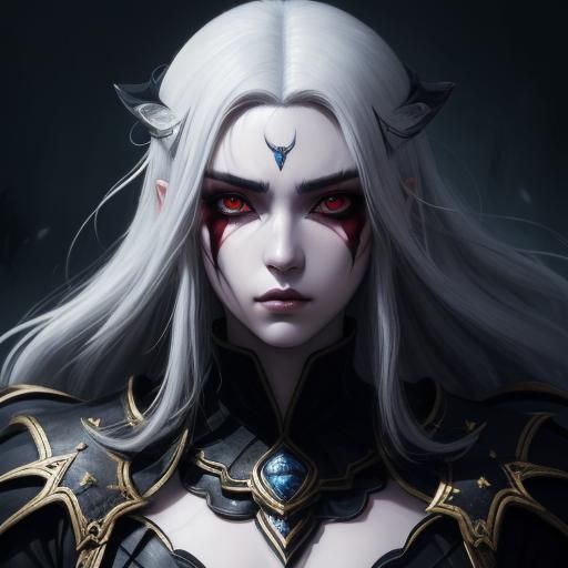 Dark Elf Sorceress in Dark Fantasy Manga Style