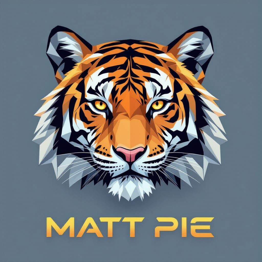 Geometric Tiger Graphic in Grey, Black, and Orange