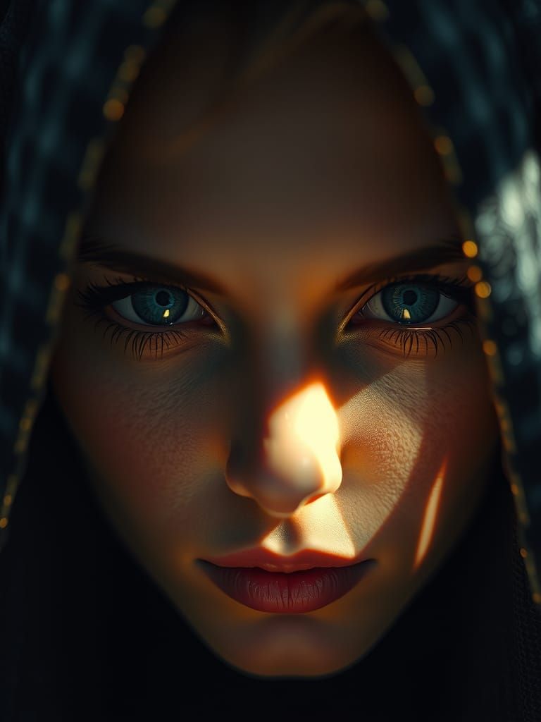 Detailed Eye Portrait in Cinematic Lighting