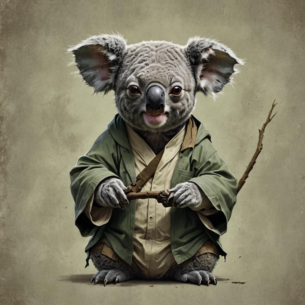 Sinister Koala Yoda Hybrid: Greg Rutkowski Style