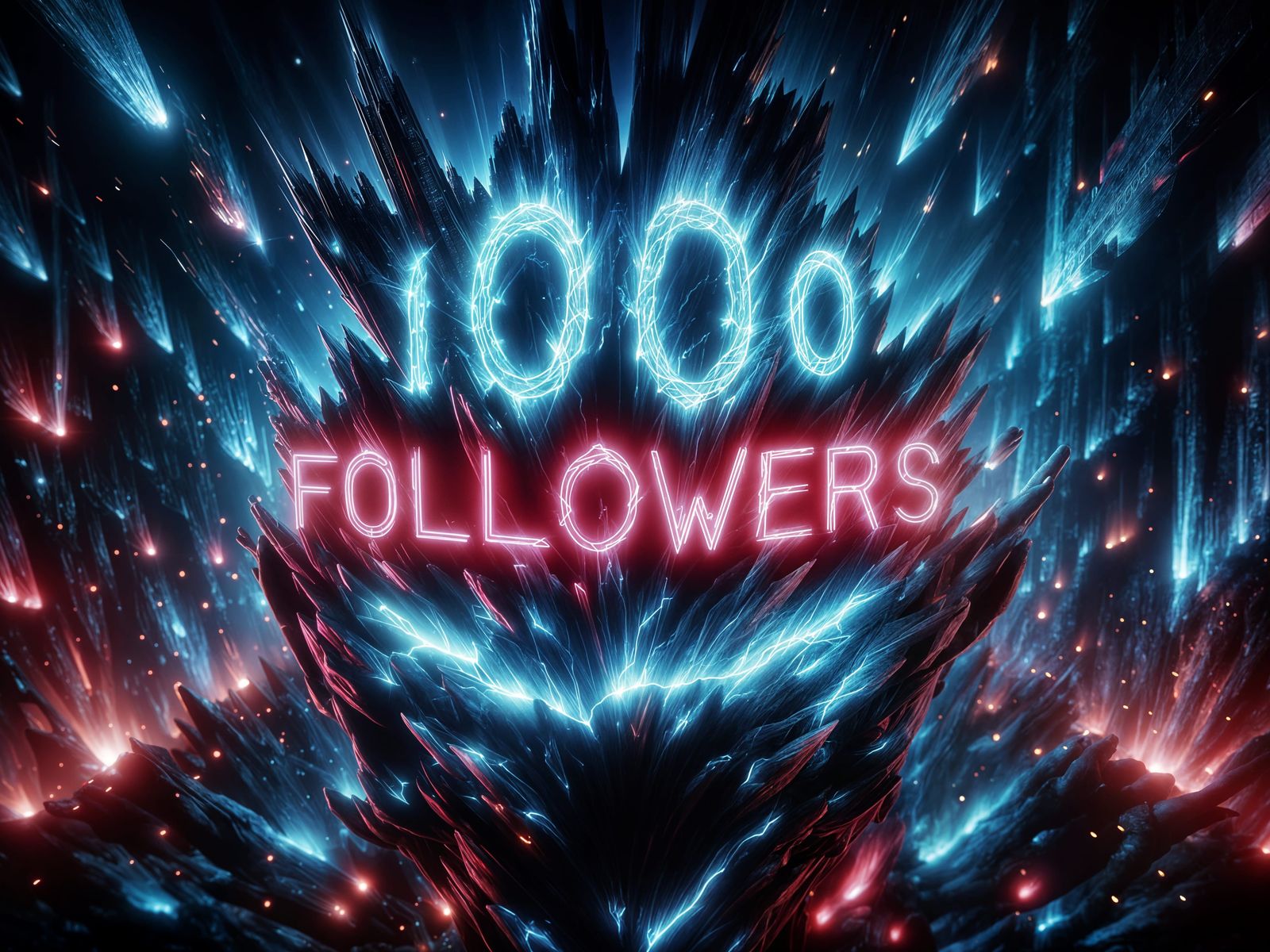 Vibrant Digital Sign Celebrates 1000 Followers in Neon Futur...