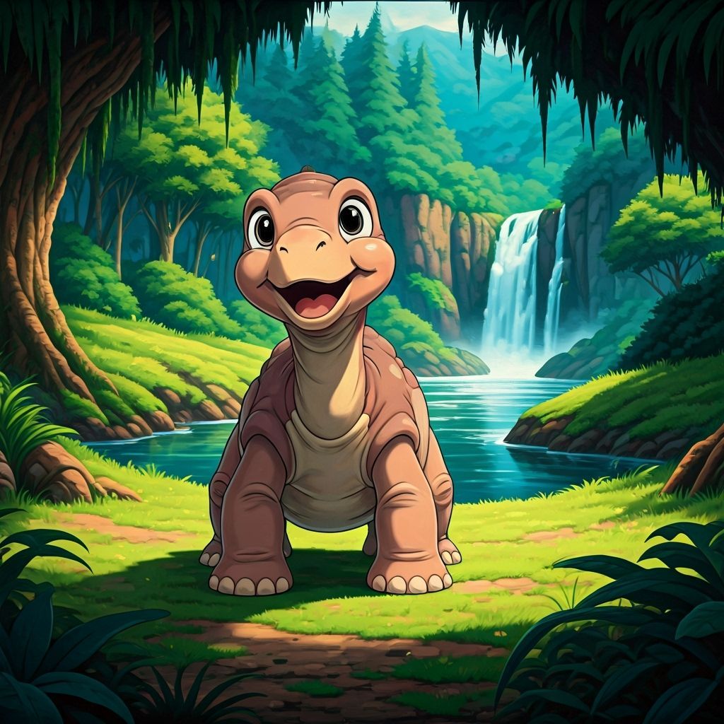 Littlefoot in the Great Valley: Cel-Shaded Anime Art