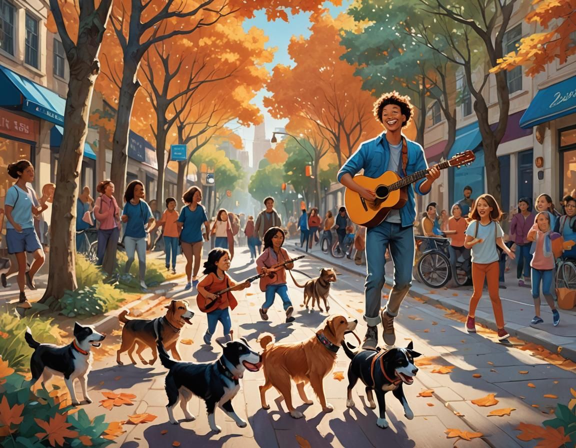 Joyful Dublin Street Scene in Children's Book Style