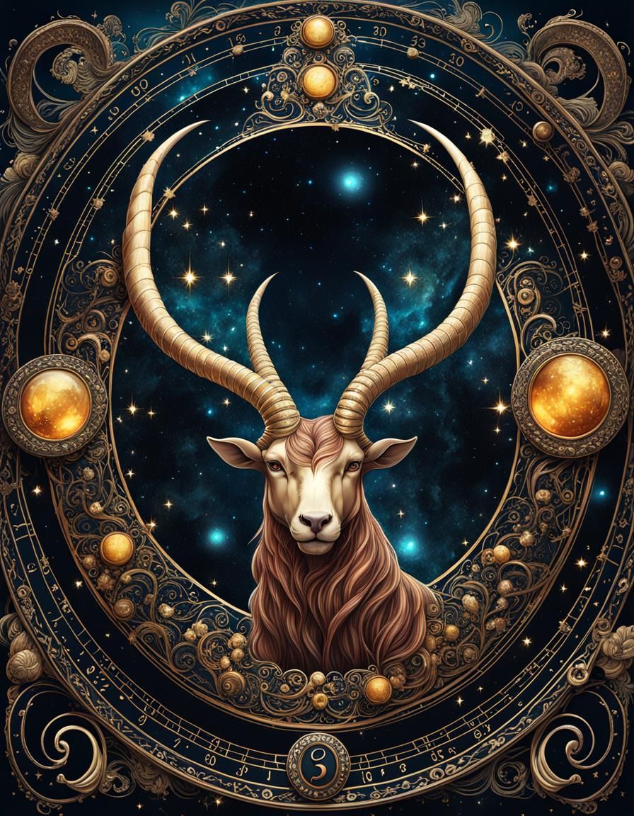 Intricate Capricorn Zodiac Illustration in Yuumei Style