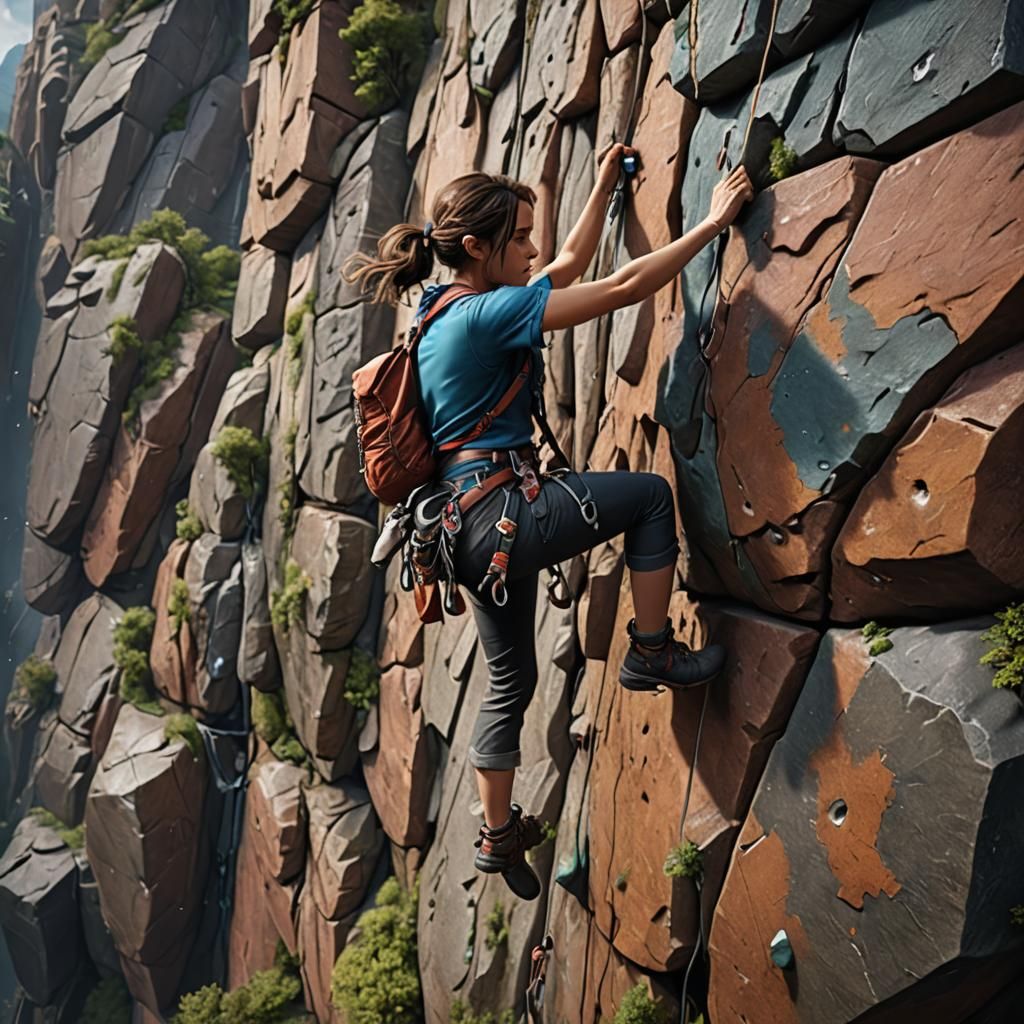 Strong Teen Climber: Fantasy Concept Art