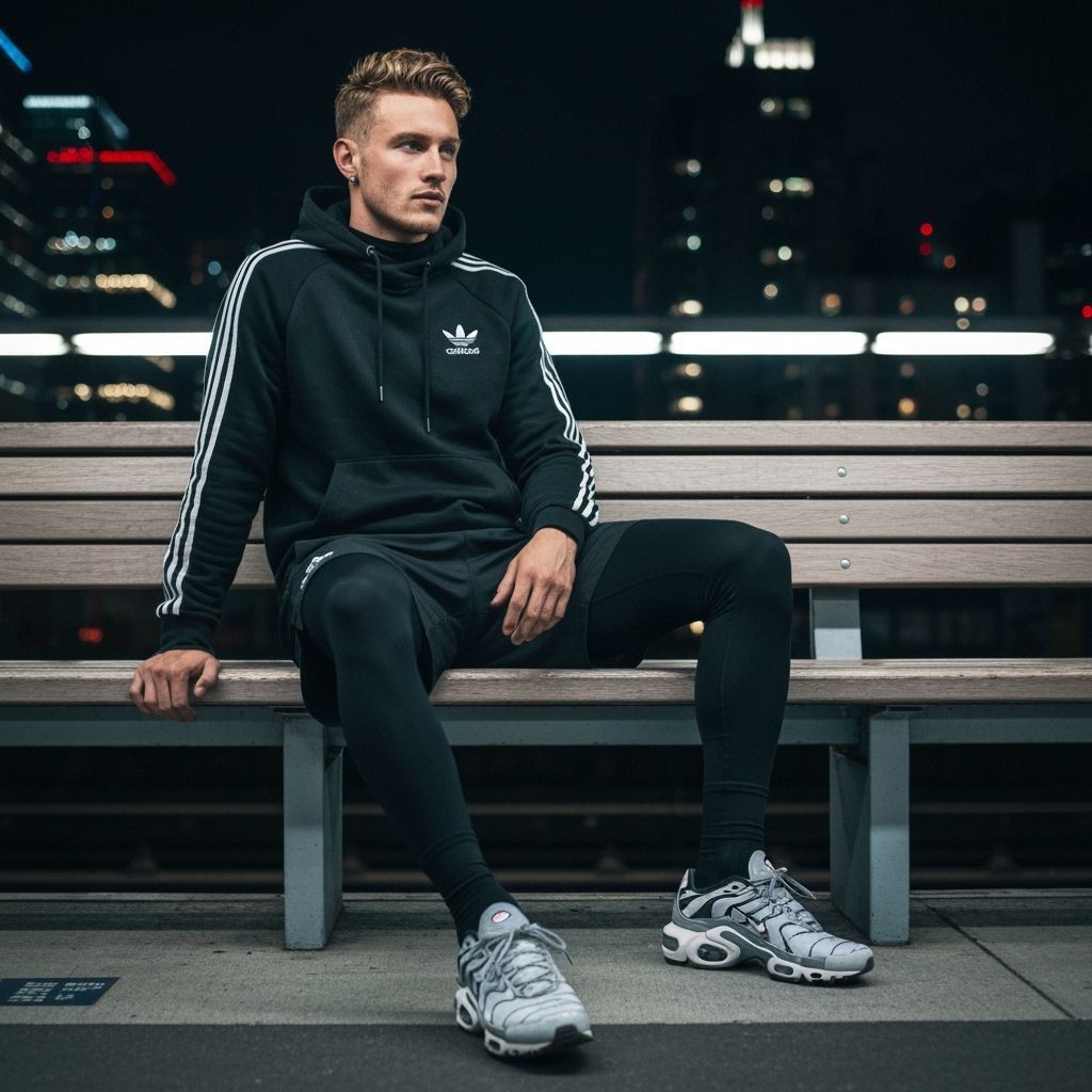 Man on NYC Subway Platform at Night