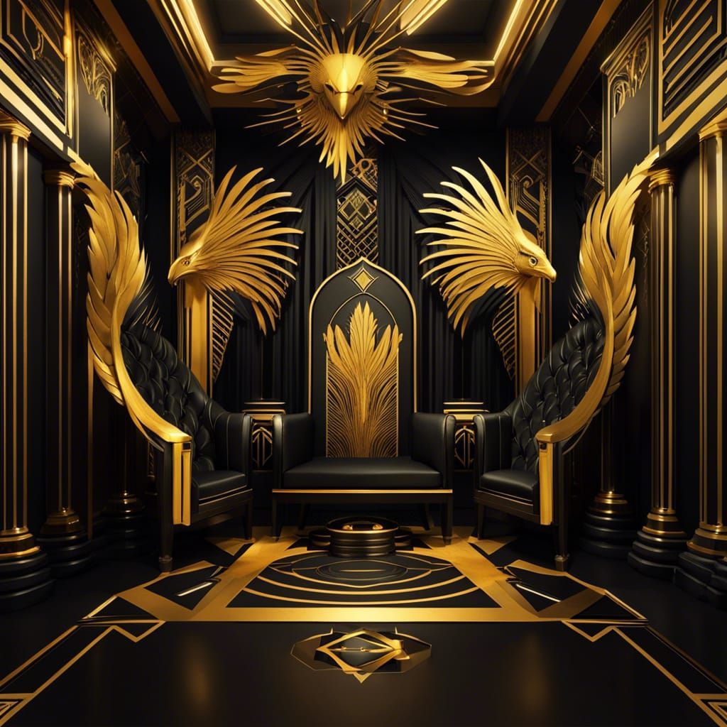 Art Deco Throne Room with Phoenix Theme
