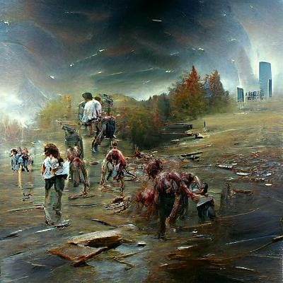 Zombie Apocalypse in Oil Painting Style